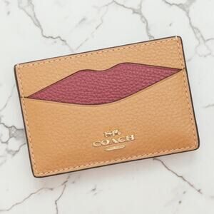 Coach Lip Card Case in Leather Latte Multi CW926